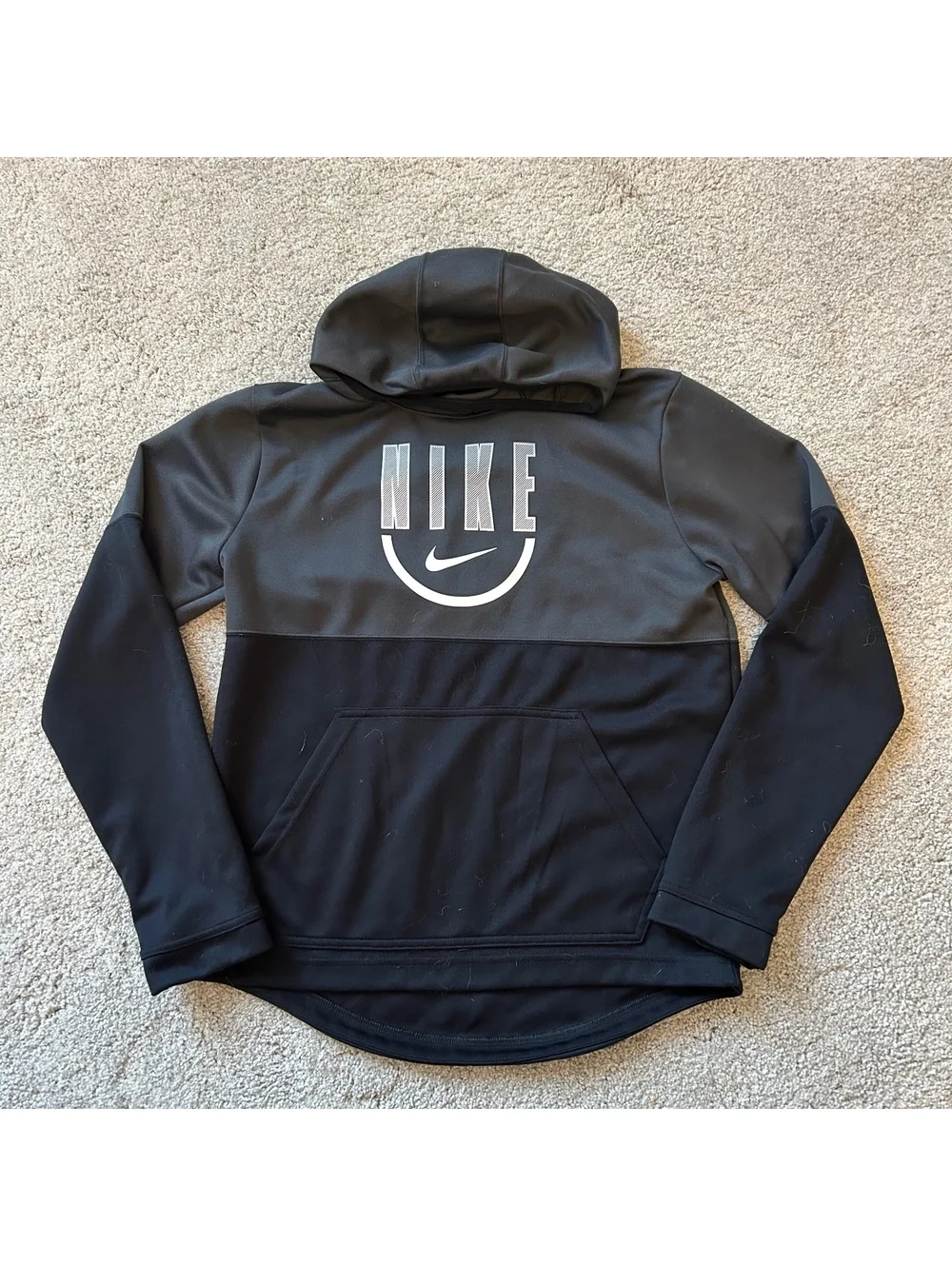 Nike Dri-FIT Black and Gray Pullover Hoodie Youth size XL